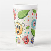 Nahtloses Hintergrunddesign mit bunten Blume Milchtasse (Vorderseite)