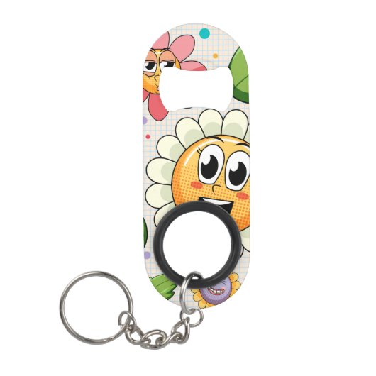 Nahtloses Hintergrunddesign mit bunten Blume Mini Flaschenöffner (Vorderseite)