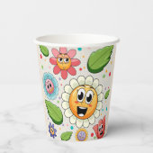 Nahtloses Hintergrunddesign mit bunten Blume Pappbecher (Rückseite)