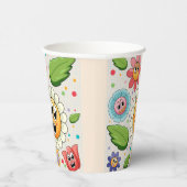 Nahtloses Hintergrunddesign mit bunten Blume Pappbecher (Rechts)