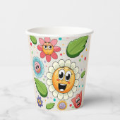 Nahtloses Hintergrunddesign mit bunten Blume Pappbecher (Vorderseite)