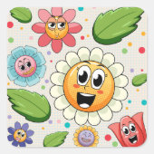 Nahtloses Hintergrunddesign mit bunten Blume Quadratischer Aufkleber (Vorderseite)