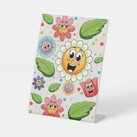 Nahtloses Hintergrunddesign mit bunten Blume Sockelschild (Vorderseite)