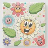 Nahtloses Hintergrunddesign mit bunten Blume Steinuntersetzer (Vorderseite)