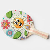 Nahtloses Hintergrunddesign mit bunten Blume Tischtennis Schläger (Seitenansicht)