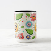 Nahtloses Hintergrunddesign mit bunten Blume Zweifarbige Tasse (Mittel)