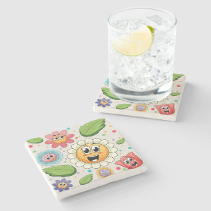 Nahtloses Hintergrunddesign mit farbenfrohen Blume Steinuntersetzer