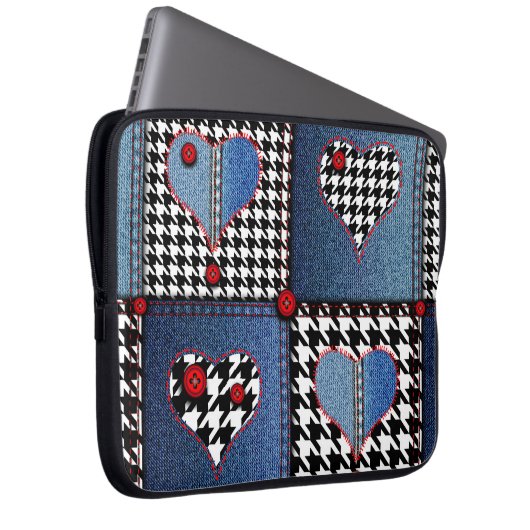 Nahtloses Hintergrundmuster. Flickwerk aus Denim f Laptopschutzhülle (Vorne Rechts)