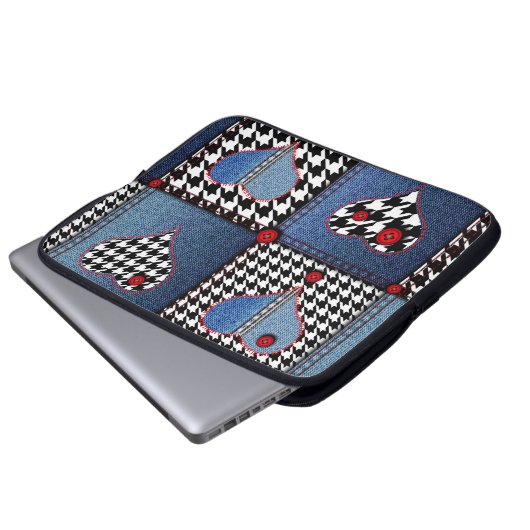 Nahtloses Hintergrundmuster. Flickwerk aus Denim f Laptopschutzhülle (Vorne Knopf)