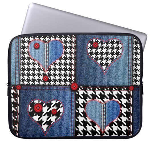 Nahtloses Hintergrundmuster. Flickwerk aus Denim f Laptopschutzhülle (Vorderseite)