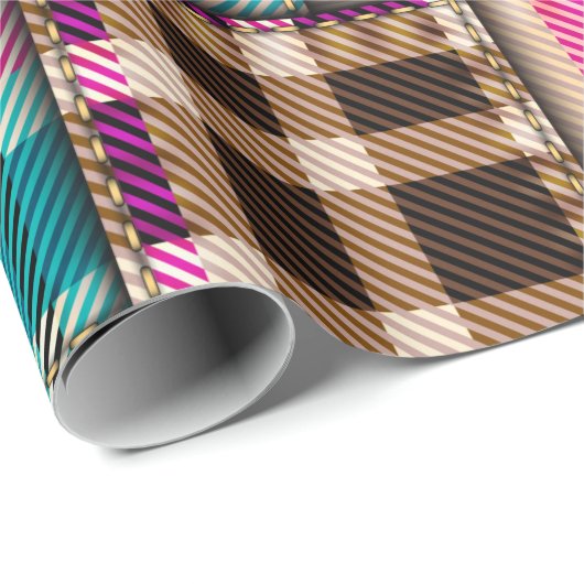 Nahtloses Hintergrundmuster. Patchwork-Muster mit Geschenkpapier (Rolleneckpunkt)