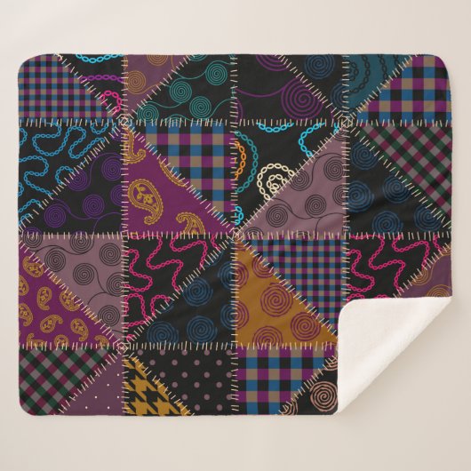 Nahtloses Hintergrundmuster. Patchwork-Muster. Vi Sherpadecke (Vorderseite (Horizontal))