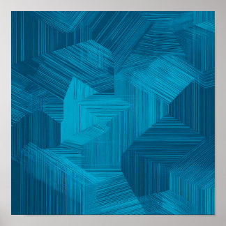 Nahtloses Hochkontrast-Cyan-Gitter-Kachelmuster Poster