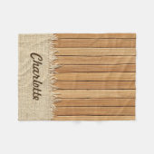 Nahtloses Holz Muster & Jute Textur Benutzerdefini Fleecedecke (Vorderseite (Horizontal))