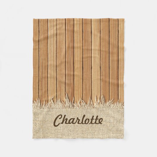 Nahtloses Holz Muster & Jute Textur Benutzerdefini Fleecedecke (Vorderseite)