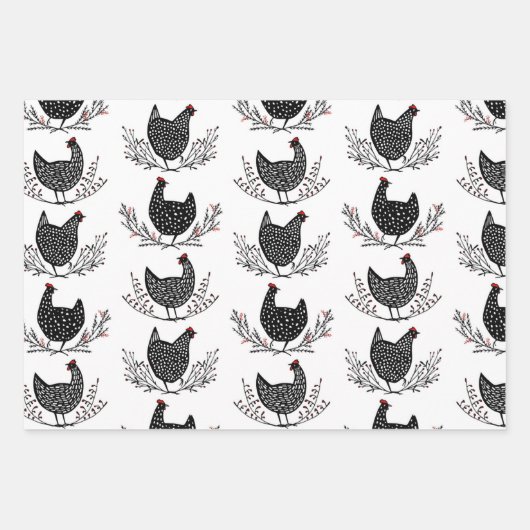 Nahtloses Hühnermuster Geschenkpapier Set (Vorderseite 3)