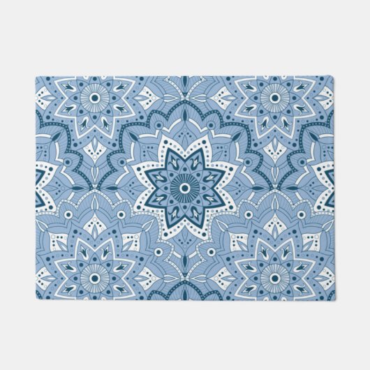 Nahtloses islamisches Blau Fußmatte (Vorderseite)