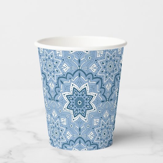 Nahtloses islamisches Blau Pappbecher (Vorderseite)