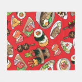 nahtloses japanisches Lebensmittelmuster Fleecedecke (Vorderseite (Horizontal))