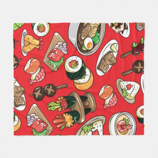 nahtloses japanisches Lebensmittelmuster Fleecedecke (Vorderseite (Horizontal))