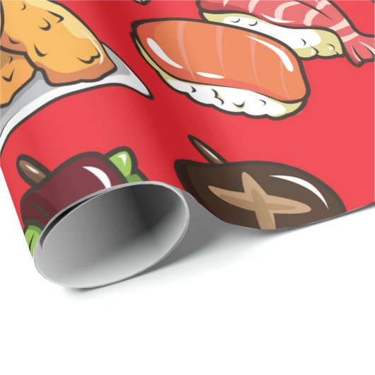 nahtloses japanisches Lebensmittelmuster Geschenkpapier (Rolleneckpunkt)