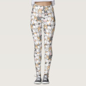 Nahtloses Kawaii Niedlich Cats Muster Leggings (Vorderseite)