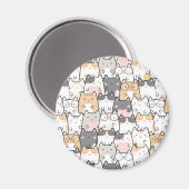 Nahtloses Kawaii Niedlich Cats Muster Magnet (Vorderseite/Rückseite)
