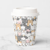 Nahtloses Kawaii Niedlich Cats Muster Pappbecher (Rückseite)