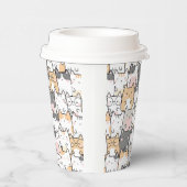 Nahtloses Kawaii Niedlich Cats Muster Pappbecher (Rechts)