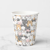 Nahtloses Kawaii Niedlich Cats Muster Pappbecher (Rückseite)
