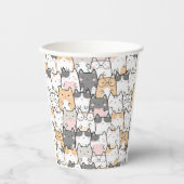 Nahtloses Kawaii Niedlich Cats Muster Pappbecher (Vorderseite)