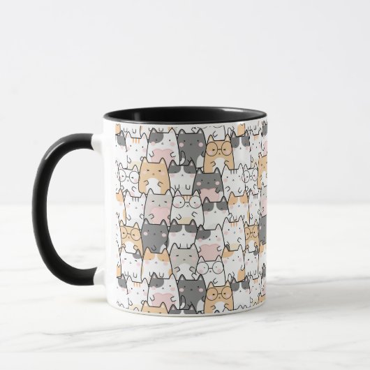 Nahtloses Kawaii Niedlich Cats Muster Tasse (Links)