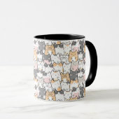 Nahtloses Kawaii Niedlich Cats Muster Tasse (VorderseiteRechts)