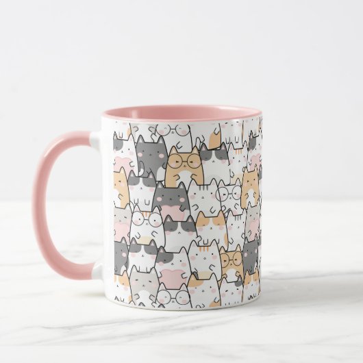 Nahtloses Kawaii Niedlich Cats Muster Tasse (Links)