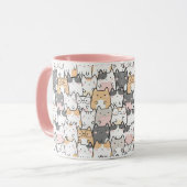 Nahtloses Kawaii Niedlich Cats Muster Tasse (Vorderseite Links)