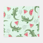Nahtloses Krokodilmuster mit Wassermelonen-Scheibe Fleecedecke (Vorderseite (Horizontal))