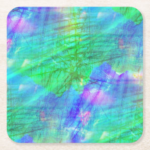 nahtloses Kunsthintergrund-Aquarellblau, grün Rechteckiger Pappuntersetzer