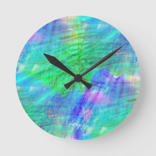 nahtloses Kunsthintergrund-Aquarellblau, grün Runde Wanduhr