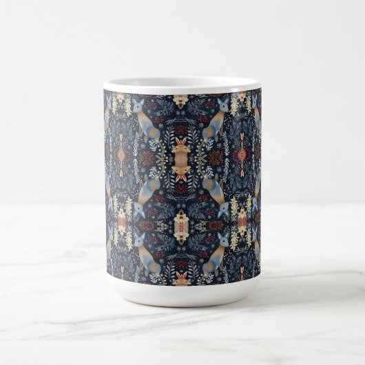 Nahtloses Leaf-Muster mit strahlendem Hirsch Verwandlungstasse (Zentrum)