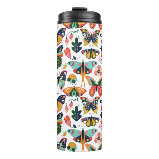 Nahtloses, leichtes Wallpaper-Muster mit Boho Sty Thermosbecher (Vorderseite)