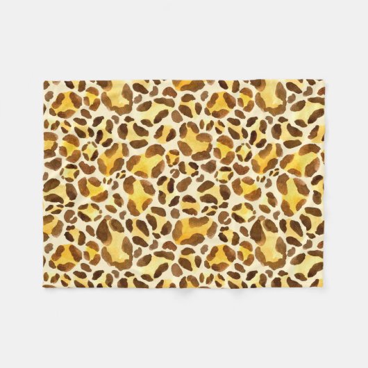 Nahtloses Leopardenmuster Fleecedecke (Vorderseite (Horizontal))