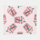 Nahtloses leuchtendes Muster Bubble Tea Frucht Som Fleecedecke (Vorderseite (Horizontal))