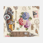 Nahtloses Londoner Vintages Ambiente mit Retroauto Fleecedecke (Vorderseite (Horizontal))