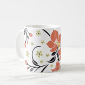 Nahtloses Luxusmuster mit Blumen, Spitzen, Kaffeetasse (Vorderseite Links)