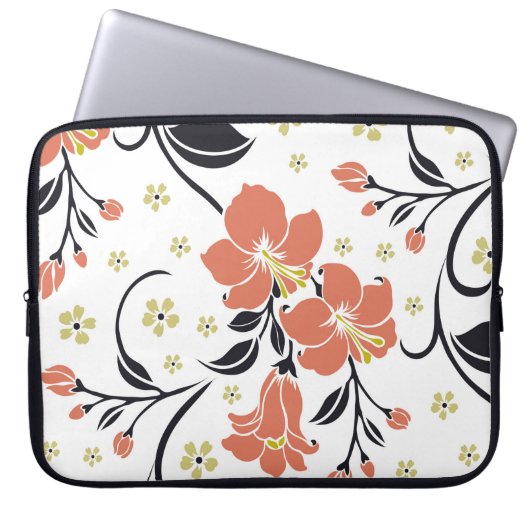 Nahtloses Luxusmuster mit Blumen, Spitzen, Laptopschutzhülle (Vorderseite)