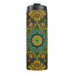 Nahtloses Maßwerk-Kachel-Mehndi-Design. Ethnisches Thermosbecher