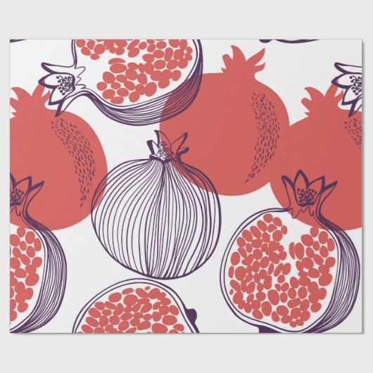 Nahtloses Modemuster von Granatapfelfrüchten, Hal Geschenkpapier (Flach)