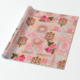 Nahtloses Mughal mit floralem Blumenmuster auf Dig Geschenkpapier