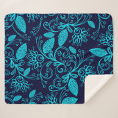 Nahtloses Muster abstrakter blauer Farbe auf dunkl Sherpadecke (Vorderseite (Horizontal))