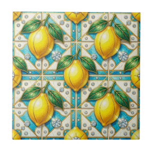 Nahtloses Muster Art Deco Zitronen und Diamanten Fliese